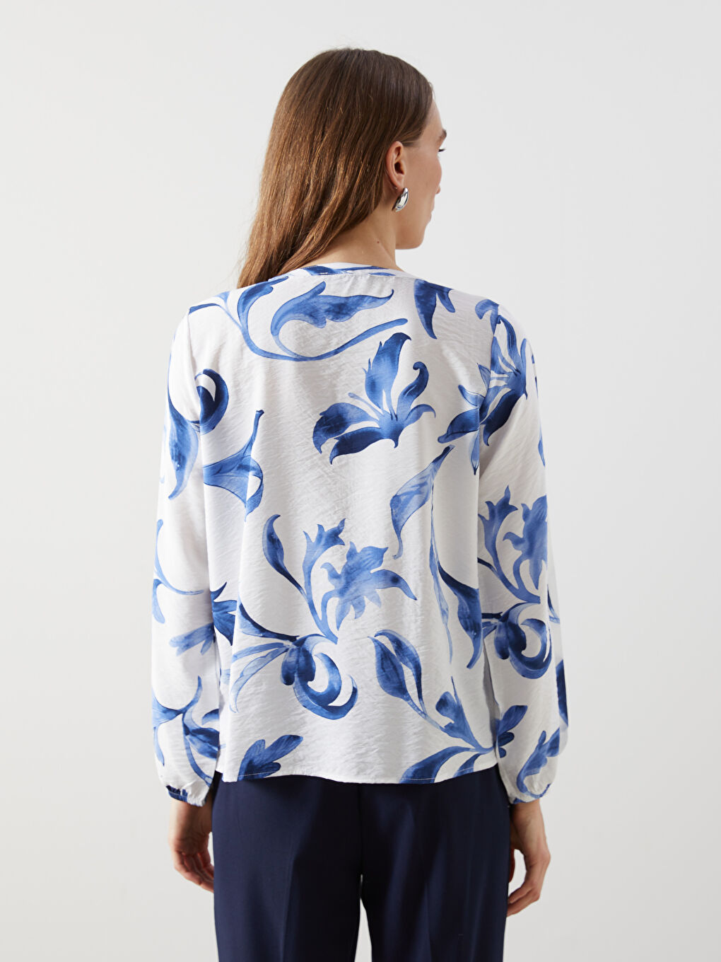 Tie Collar Floral Tie Women's Blouse -S5GG43Z8-LQQ