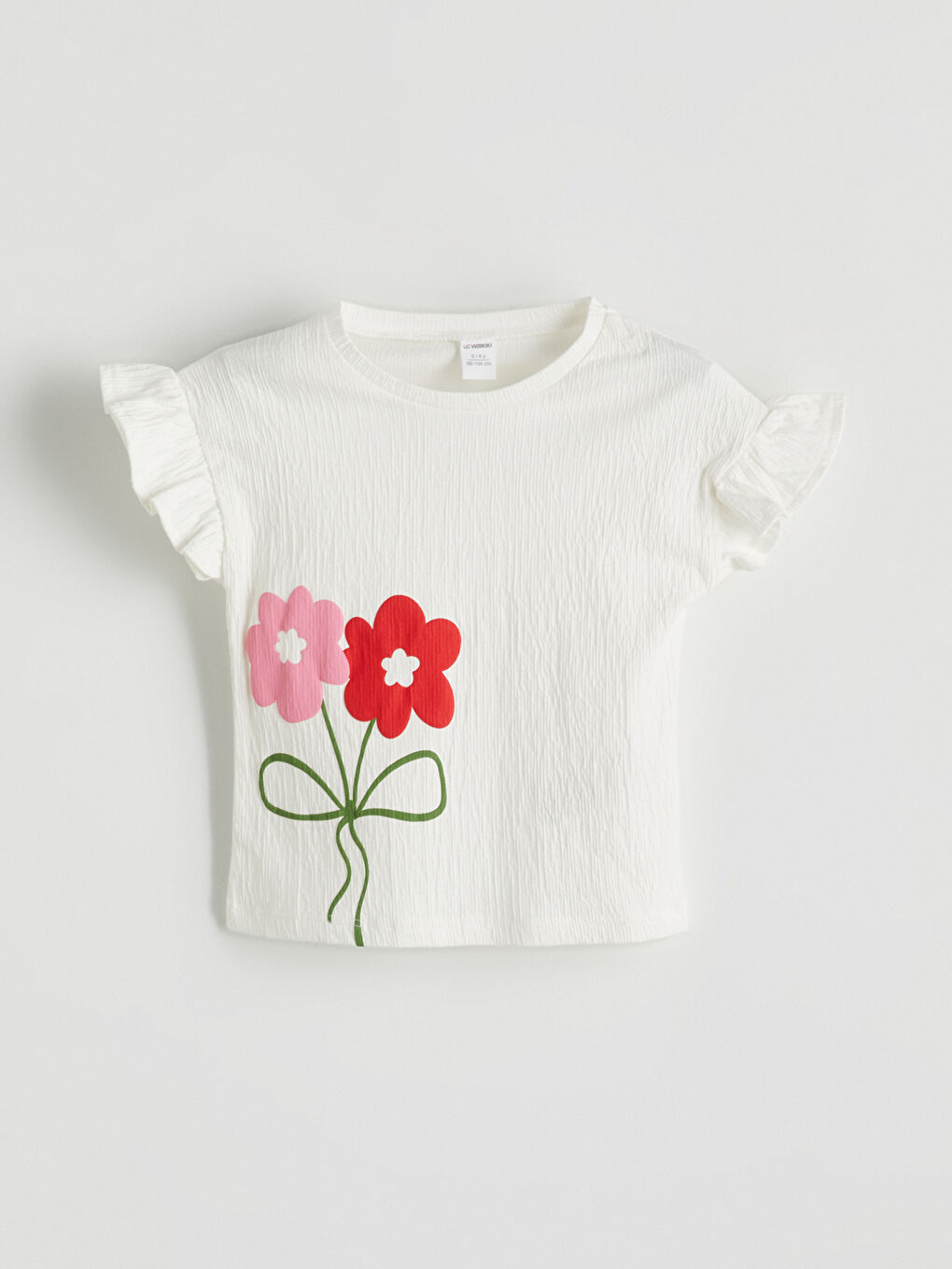 LC WAIKIKI Crew Neck Floral Ruffled Girls' T-Shirt -S5GK98Z1-JYX