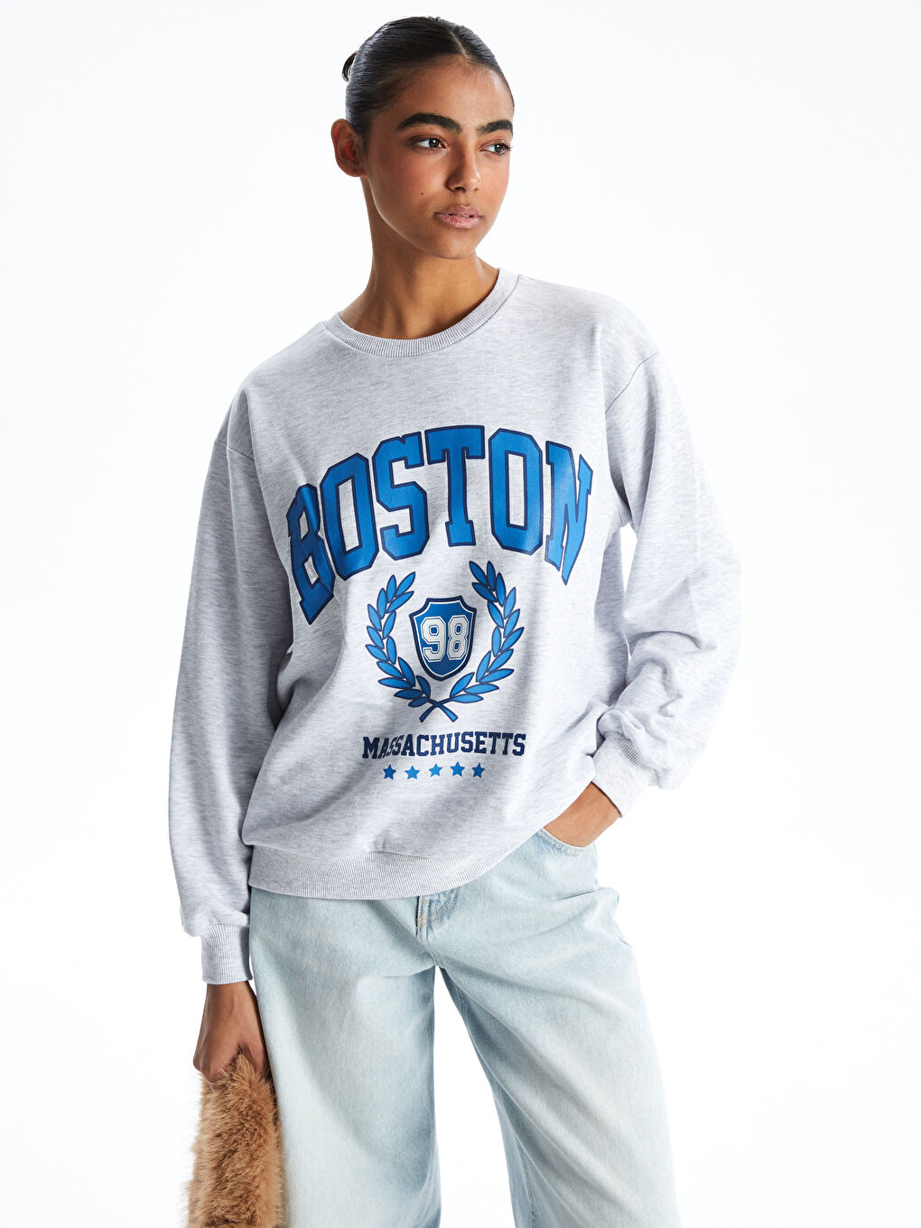 XSIDE Boston Printed Oversize Women's Sweatshirt -S5GP18Z8