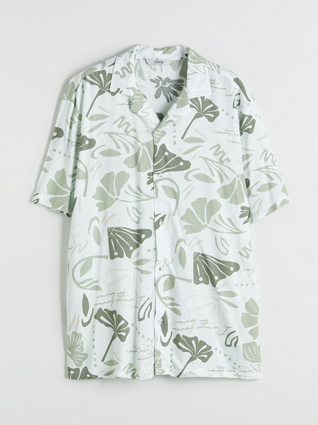 Loose Fit Short Sleeve Patterned Viscose Men's Shirt