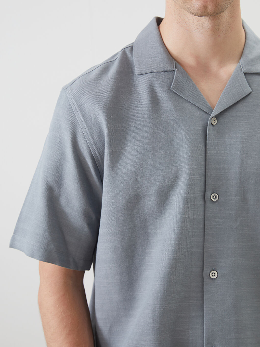 LC WAIKIKI Звичайний крій Сорочка з коротким рукавом виглядом льону для чоловіків -S5IO54Z8-DGP