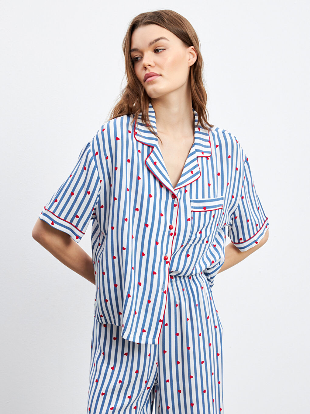 LC WAIKIKI Shirt Collar Patterned Women's Pyjama Set
