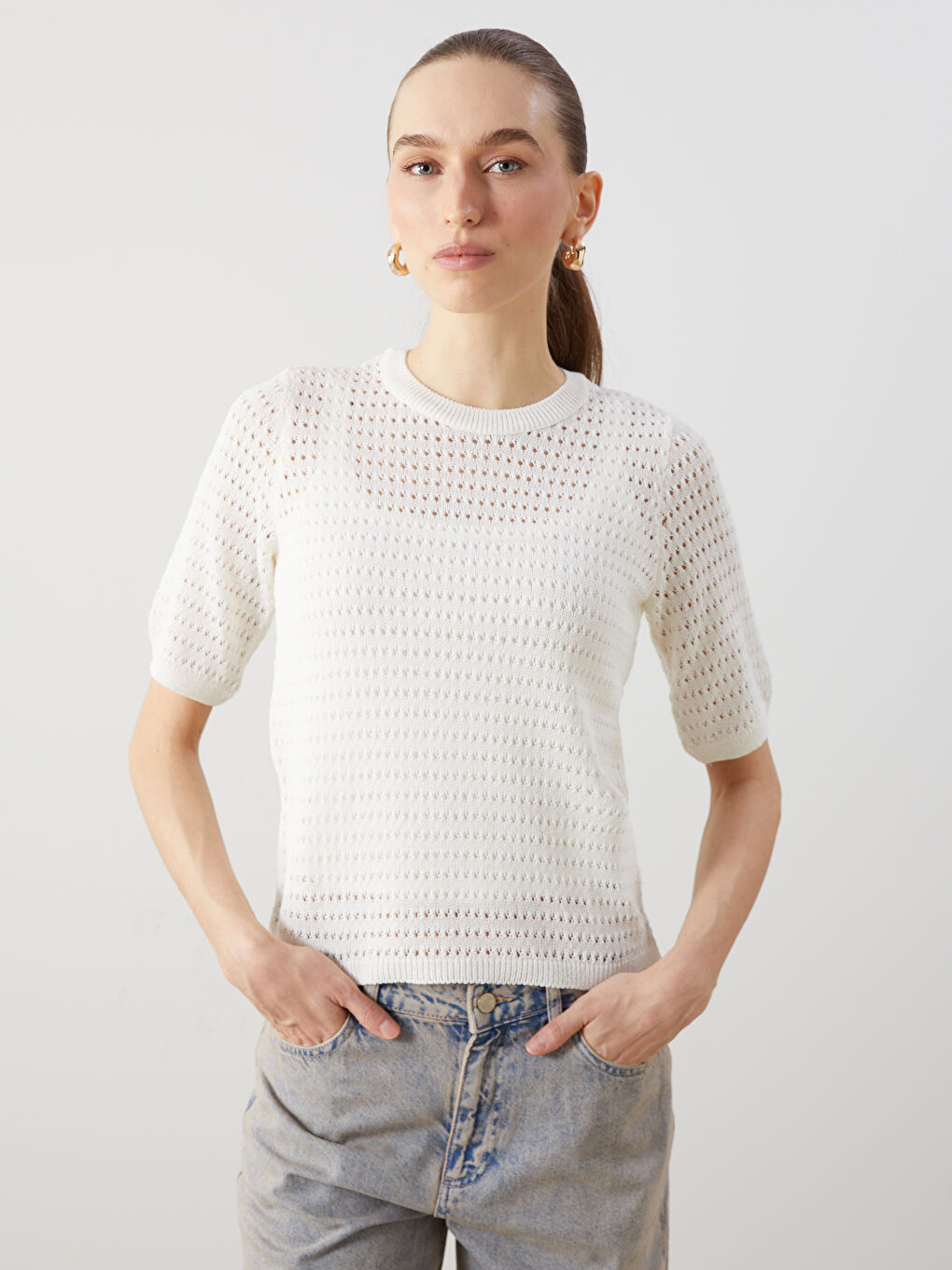 LC WAIKIKI Crew Neck Hole-Knitted Women's Knitwear Sweater -S5KE21Z8-R9J