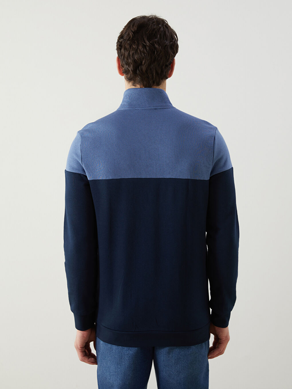 ★GENERAL IDEA★ New Classic Collar Sweatshirt NAVY WBC3L025 LC WAIKIKI Funnel Neck Long Sleeve Color Block Men's