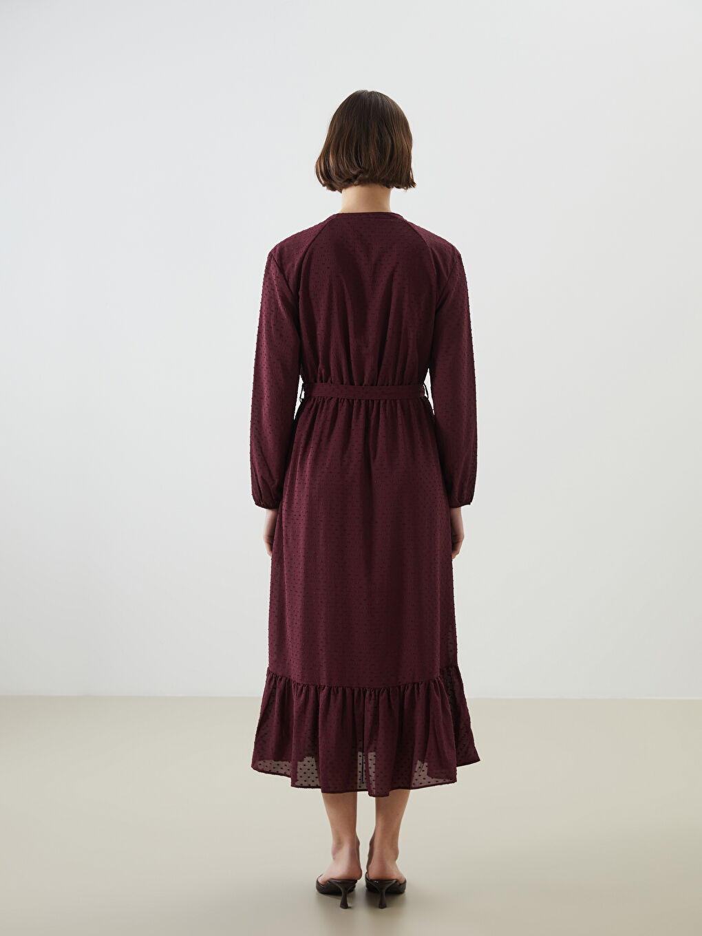 Notch Neck Textured Women's Dress -S5MK37Z8-YYQ - S5MK37Z8