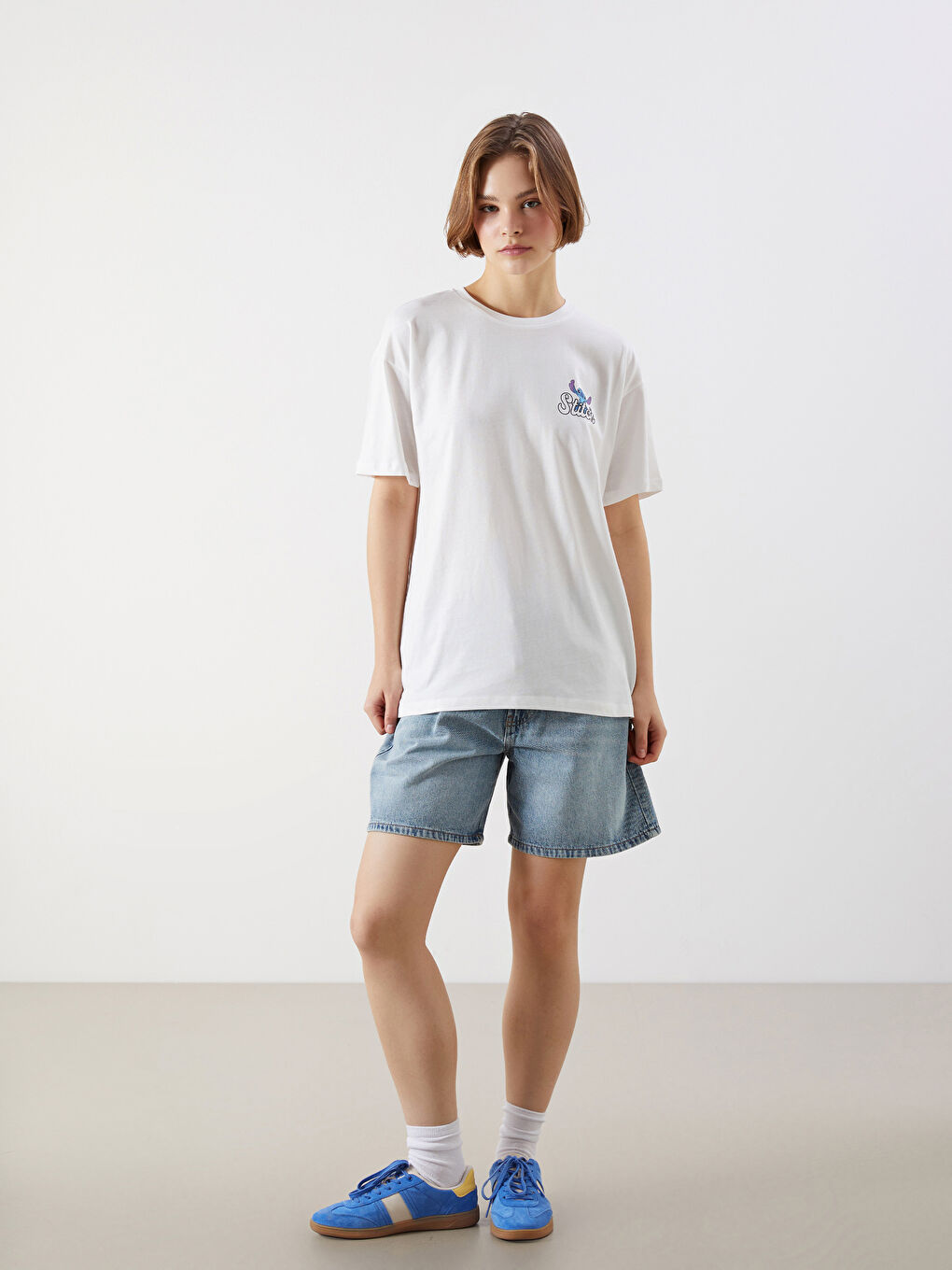 Crew Neck Lilo & Stitch Printed Women's T-Shirt -S5OY38Z8