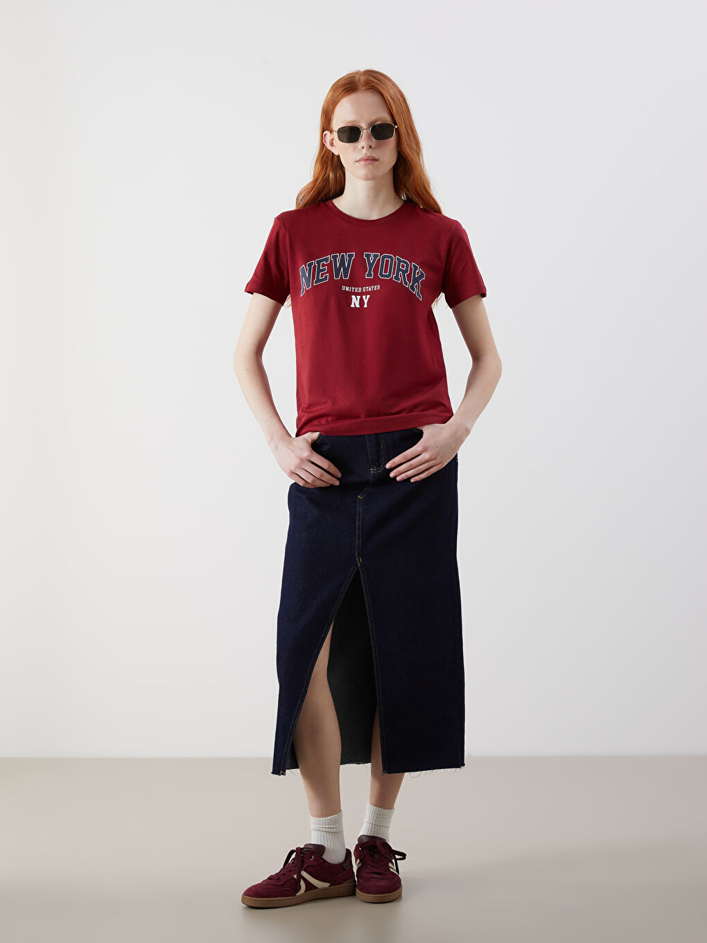 Crew Neck New York Printed Women's T-Shirt -S5Q964Z8-YYP