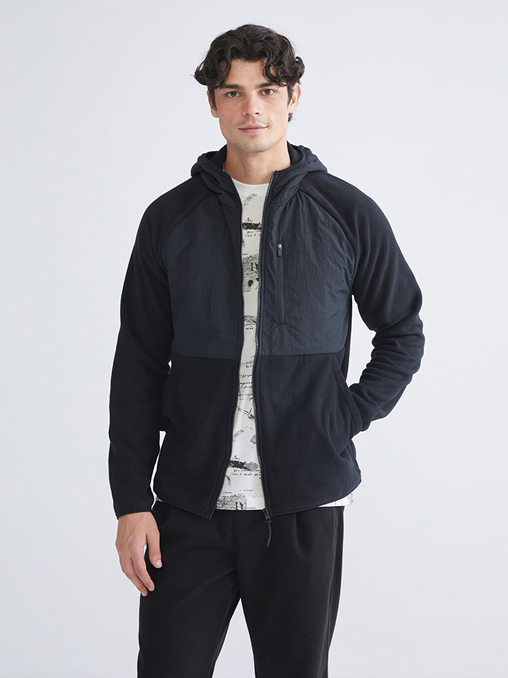 XSIDE Man BLACK Zip-Up Sweatshirt -W53213Z8-CVL - W53213Z8-CVL