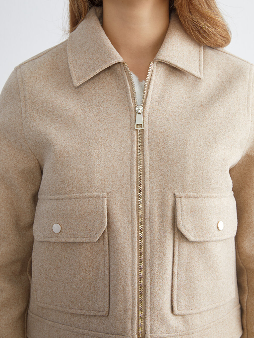 LC WAIKIKI Shirt Collar Women's Cachet Jacket -W53518Z8-D2Y