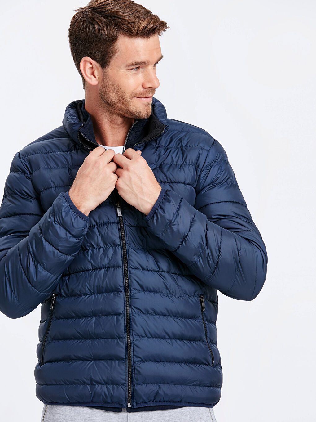 navy bubble coat