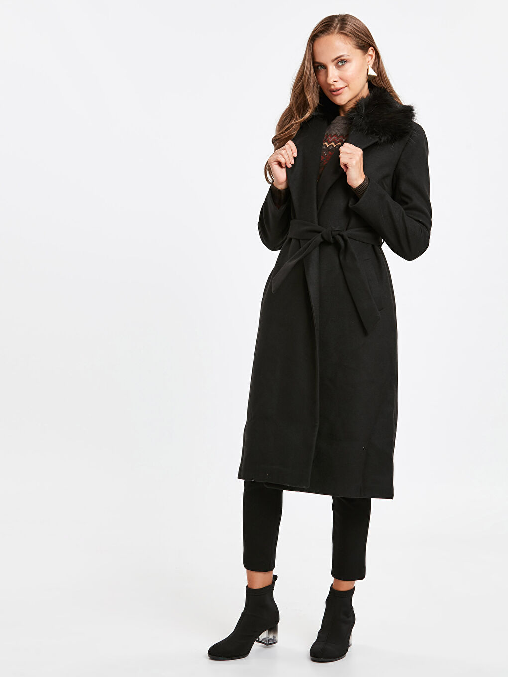 Woman BLACK Wool Blended Overcoat -8W6643Z8-E0N - 8W6643Z8 Woman BLACK Wool Blended Overcoat -8W6643Z8-E0N - 8W6643Z8