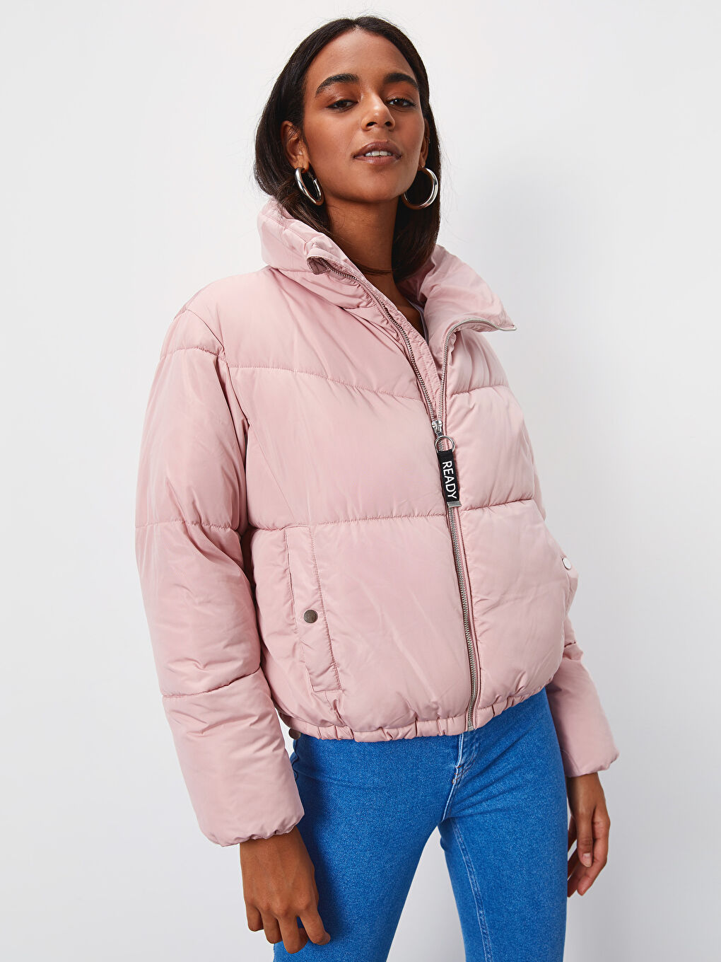 Bershka pink store puffer jacket