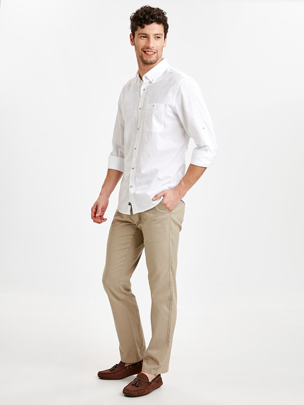 bej normal kalip keten chino pantolon lc waikiki