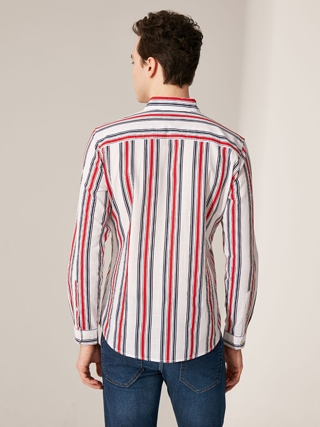 Kirmizi Ekstra Slim Fit Cizgili Gomlek Lc Waikiki