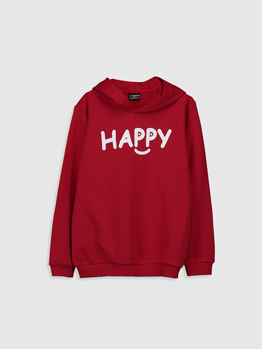 Kirmizi Erkek Cocuk Baskili Kapusonlu Sweatshirt Lc Waikiki