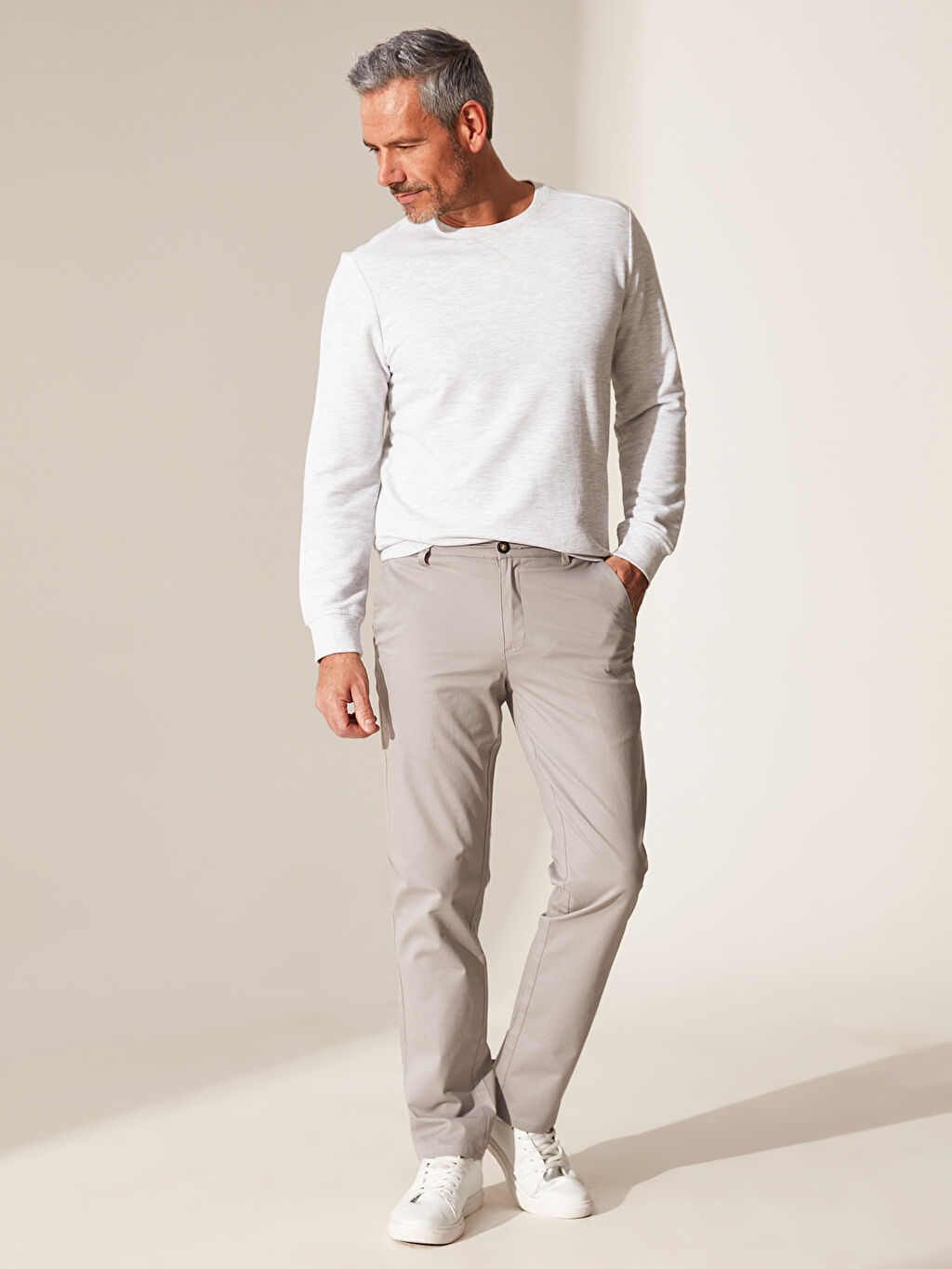 Gri Normal Kalip Gabardin Chino Pantolon Lc Waikiki