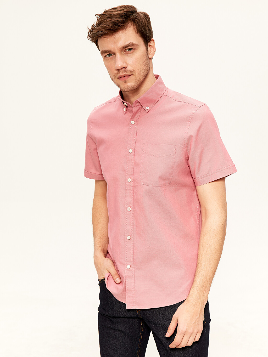 Burgundy Regular Fit Short Sleeve 