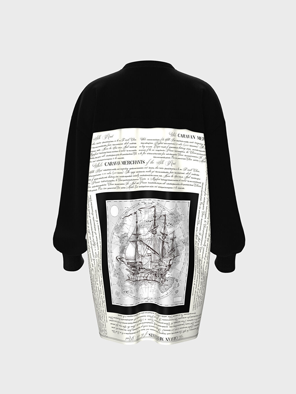 Siyah Sirti Yazi Baskili Sweatshirt Lc Waikiki