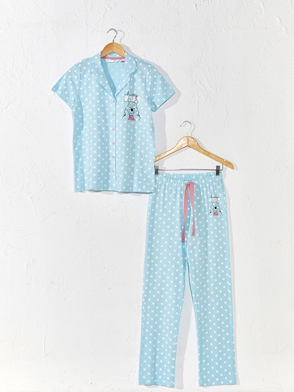 Mavi Winnie The Pooh Baskili Puantiyeli Pamuklu Pijama Takimi Lc Waikiki