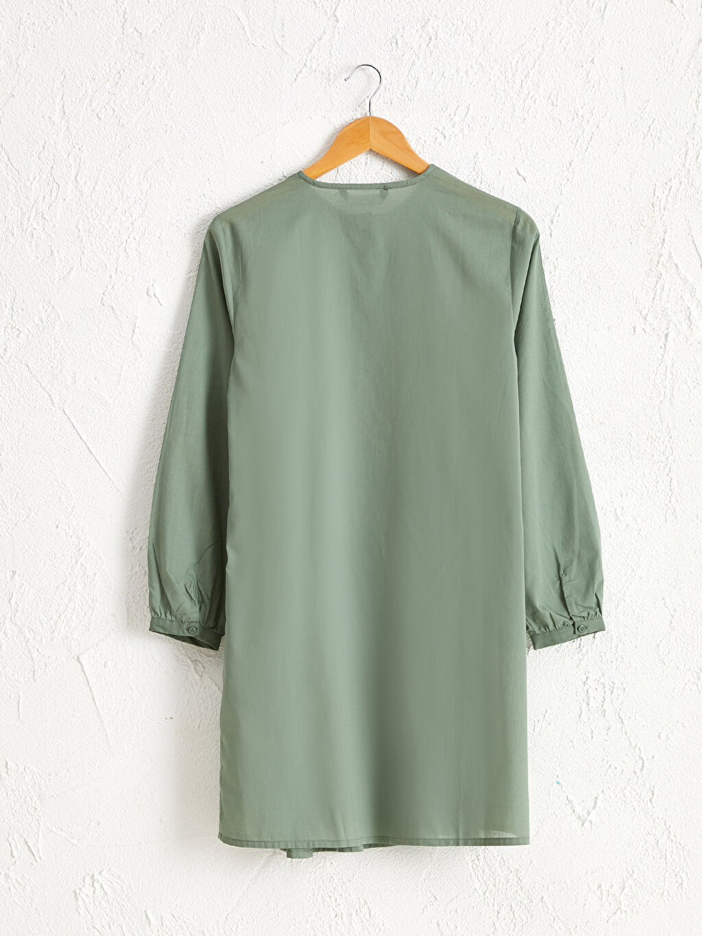 yesil volan detayli pamuklu tunik lc waikiki