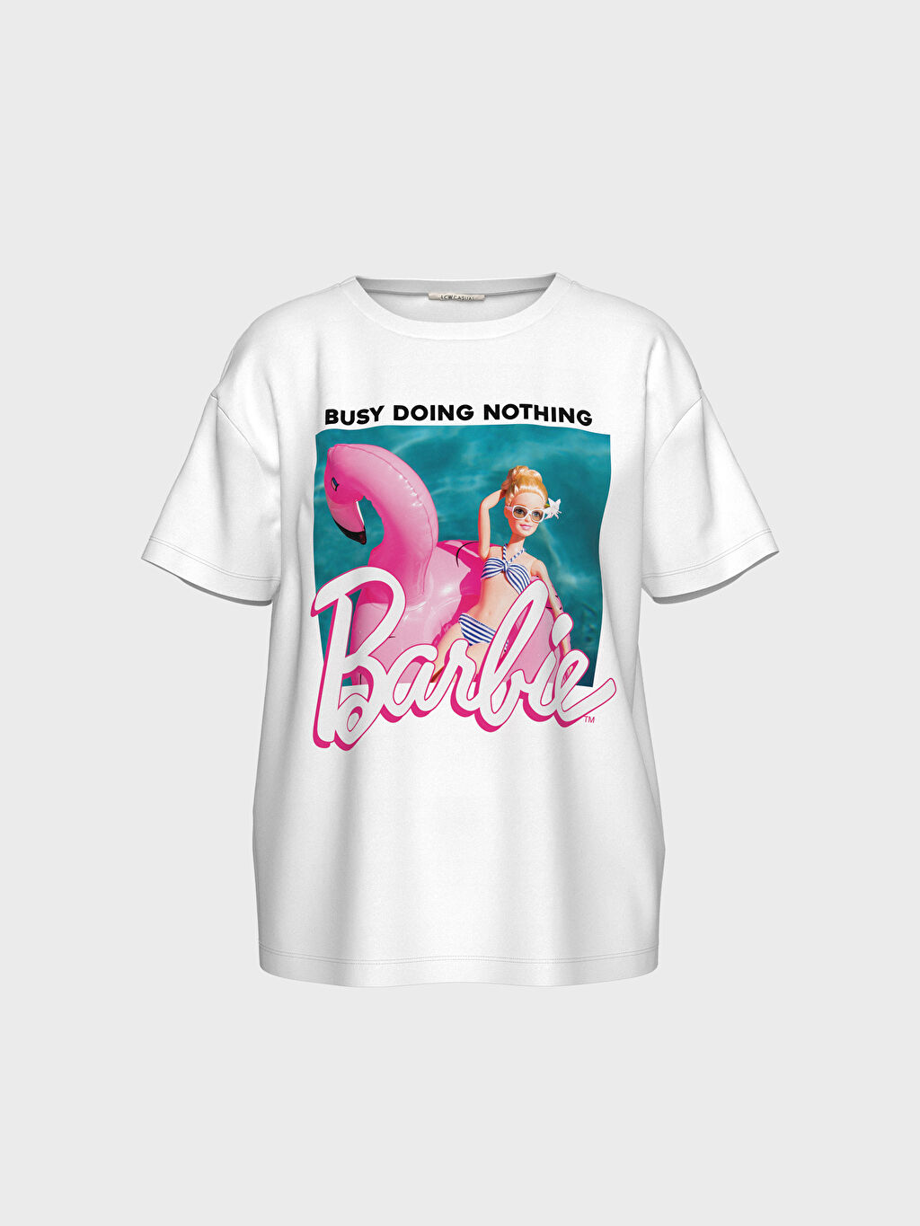 Beyaz Barbie Baskili Pamuklu Tisort Lc Waikiki