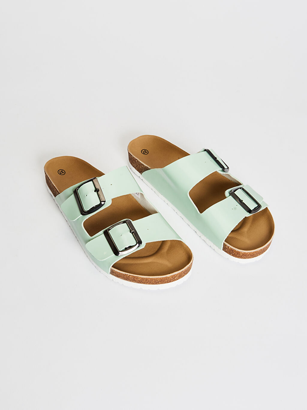 Yesil Kadin Cift Bantli Kalin Taban Terlik Lc Waikiki
