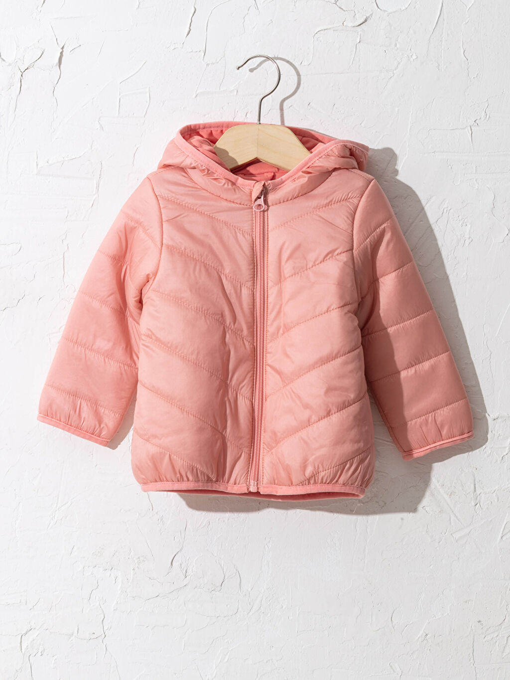 Pembe Kız Bebek Kapüşonlu Fermuarlı Mont LC Waikiki
