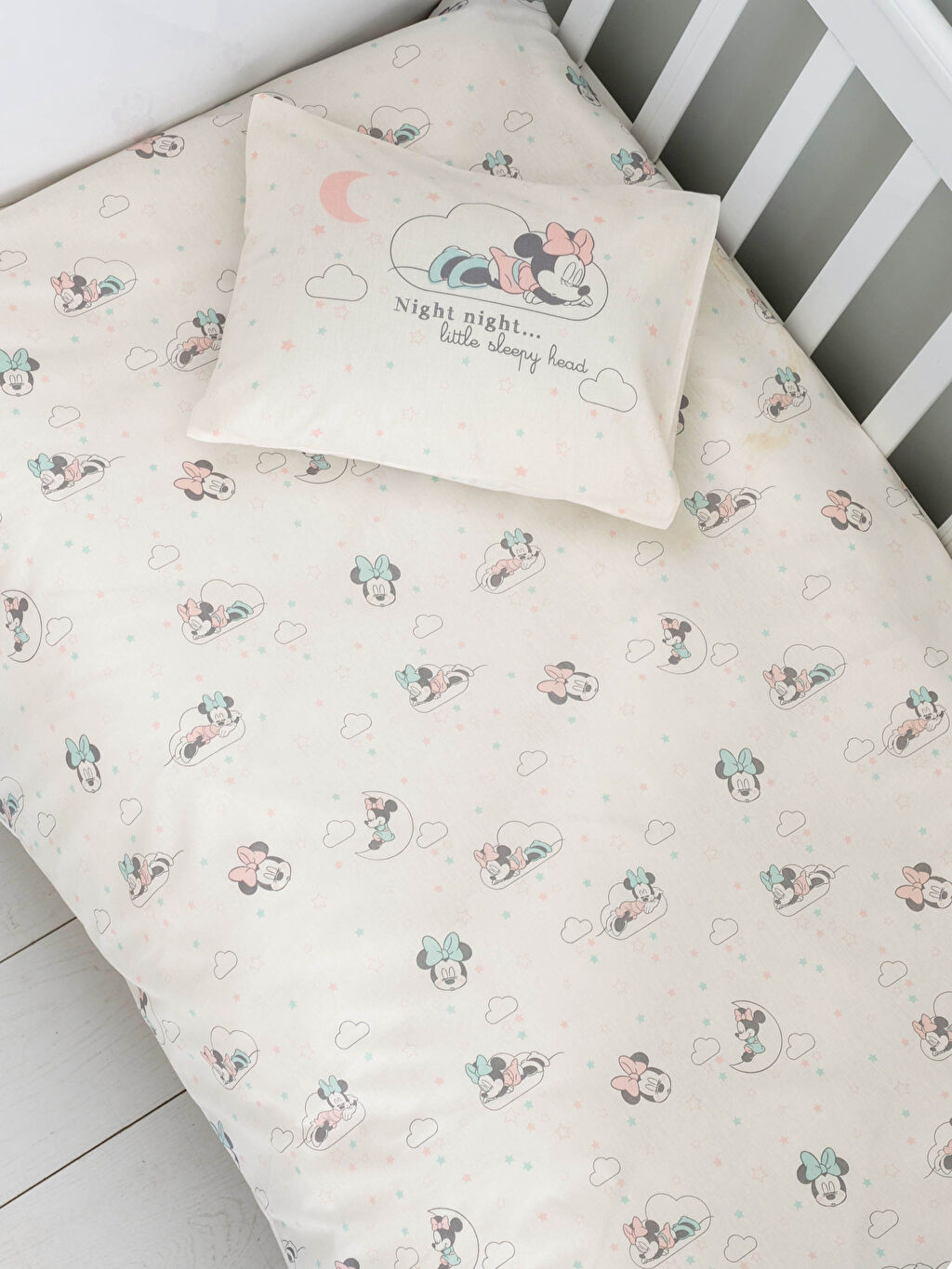 Pembe Minnie Mouse Lisanslı Dokuma Kız Bebek Nevresim
