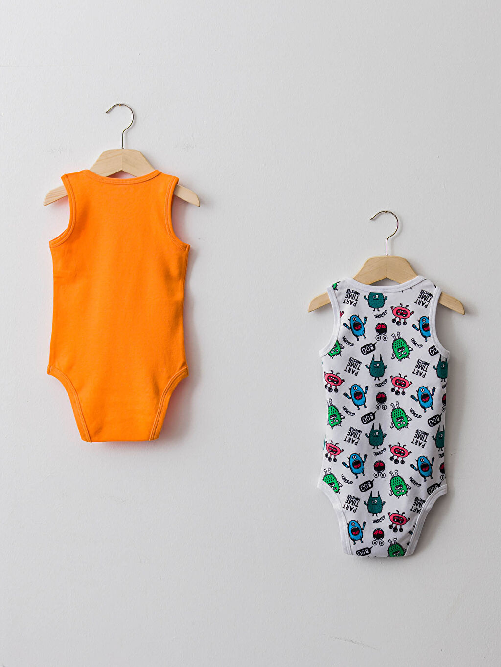 Turuncu Bisiklet Yaka Baskılı Pamuklu Erkek Bebek Çıtçıtlı