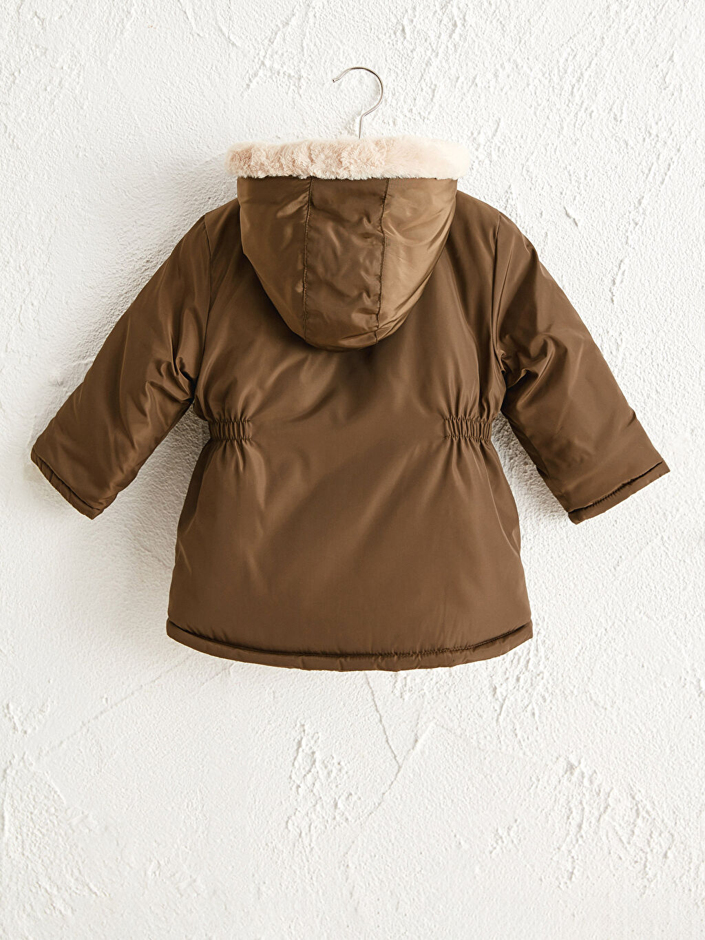Haki Kız Bebek Kapüşonlu Fermuarlı Kalın Mont LC Waikiki