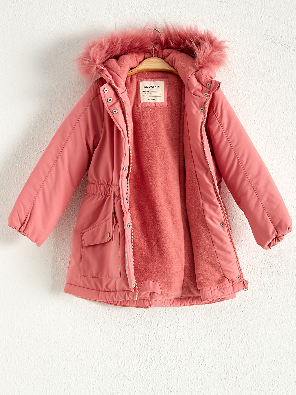 Pembe Kız Çocuk Kapüşonlu Kaban LC Waikiki