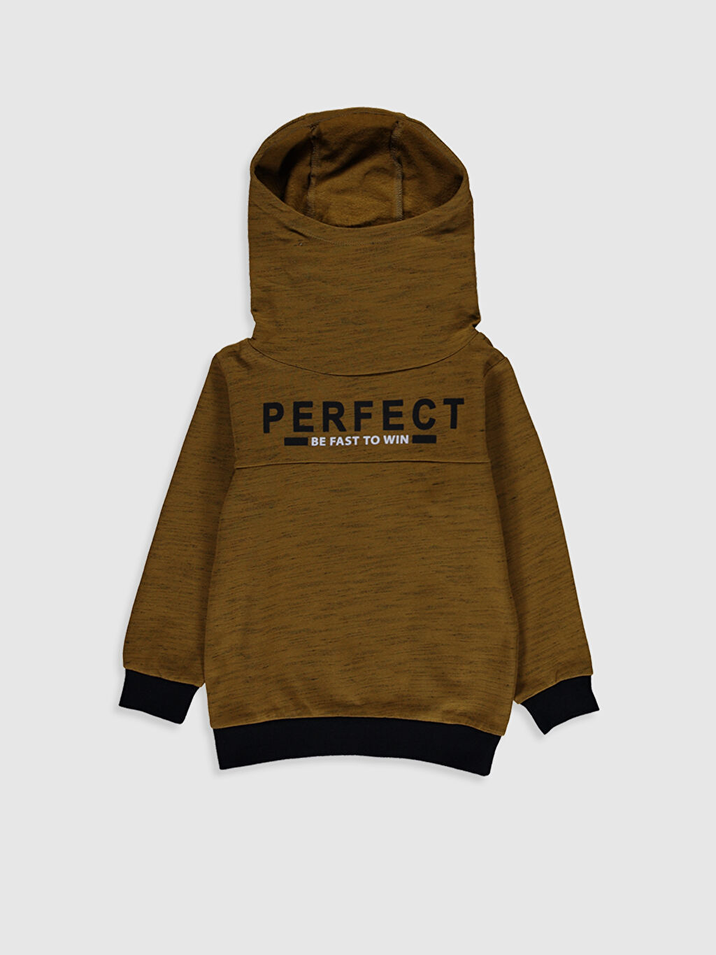 Kahverengi Erkek Cocuk Baskili Kapusonlu Sweatshirt Lc Waikiki