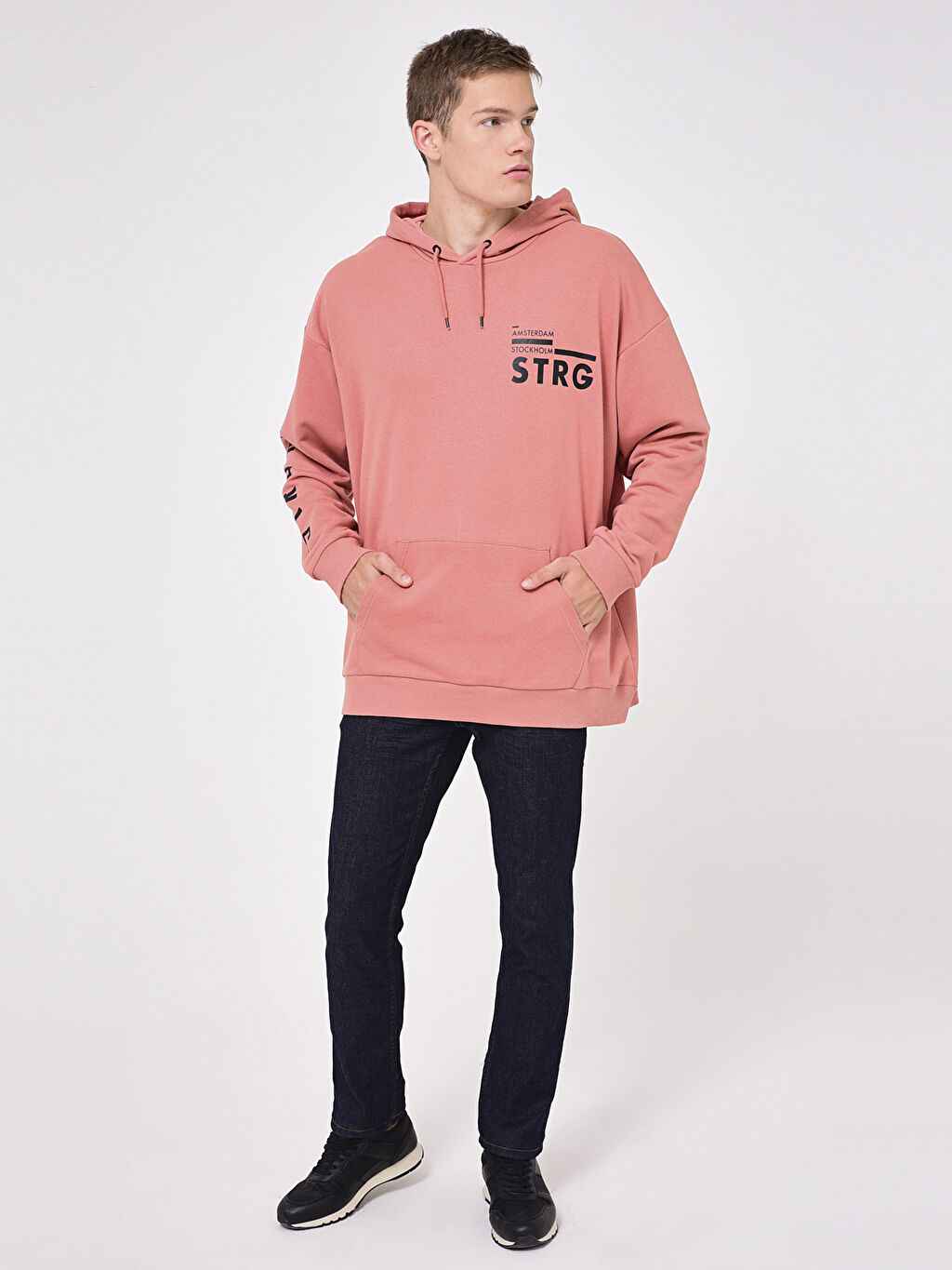 Pembe Baskili Kapusonlu Sweatshirt Lc Waikiki