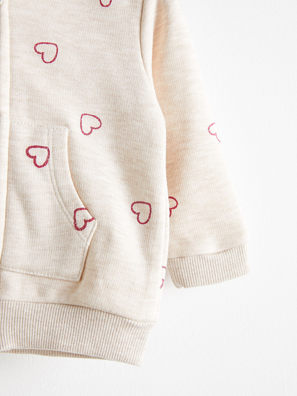 Bej Kız Bebek Baskılı Fermuarlı Sweatshirt LC Waikiki Bej Kız Bebek Baskılı Fermuarlı Sweatshirt LC Waikiki