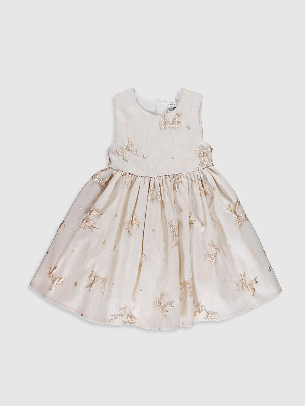 Ekru Kız Bebek Baskılı Elbise LC Waikiki