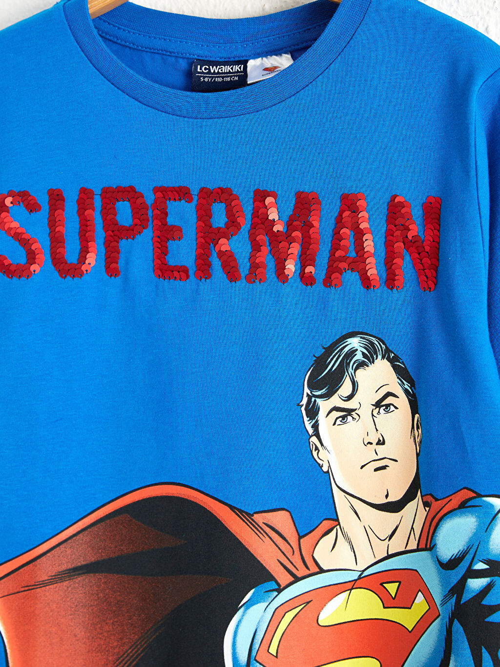 Mavi Erkek Cocuk Cift Yonlu Payetli Superman Tisort Lc Waikiki
