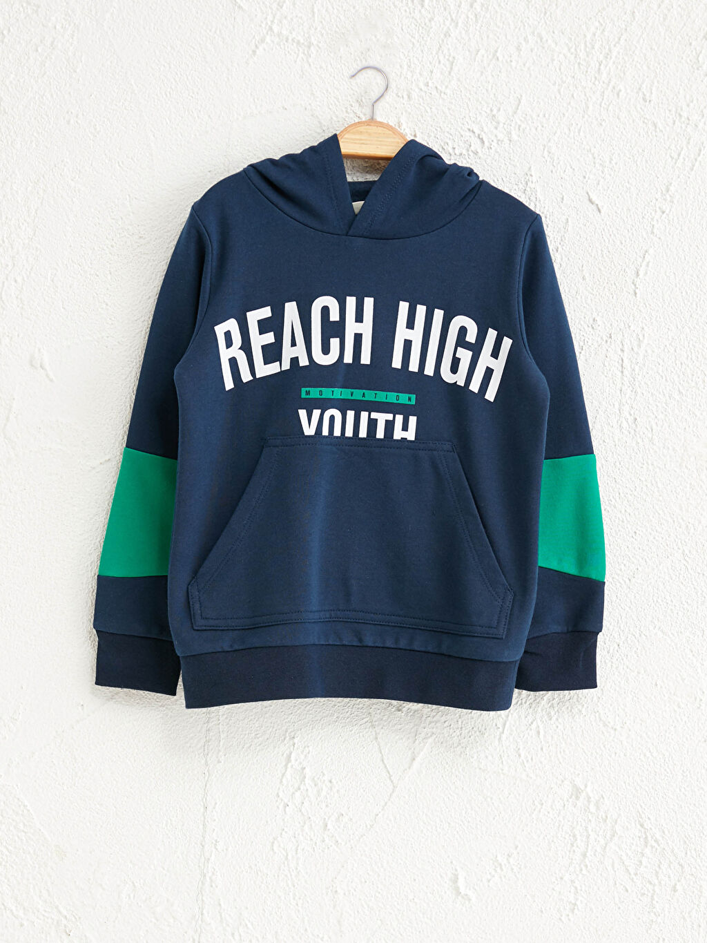 Lacivert Erkek Cocuk Baskili Kapusonlu Sweatshirt Lc Waikiki