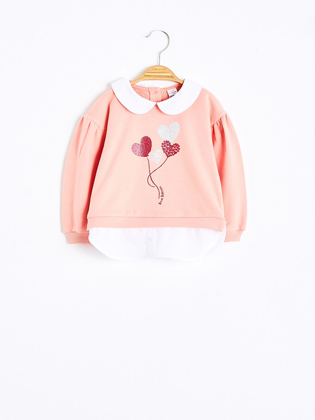 Pembe Kız Bebek Düşük Omuzlu Sweatshirt LC Waikiki