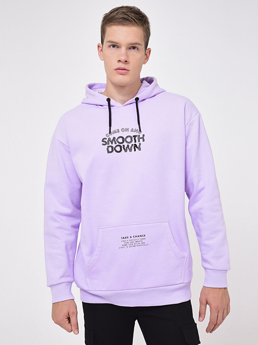 Lila Kapusonlu Baskili Kalin Sweatshirt Lc Waikiki
