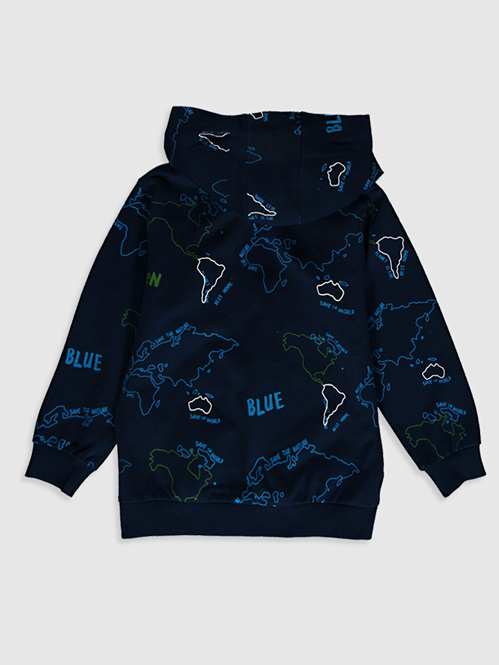 Lacivert Erkek Cocuk Baskili Kapusonlu Sweatshirt Lc Waikiki
