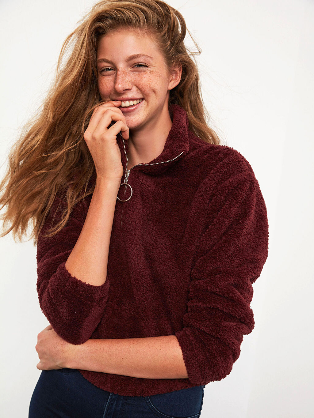 Bordo Xside Bomber Fermuarli Sweatshirt Lc Waikiki