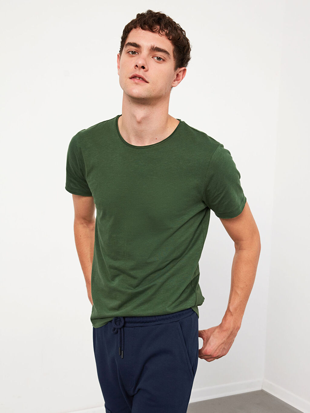 Yesil Xside Bisiklet Yaka Kisa Kollu Basic Tisort Lc Waikiki