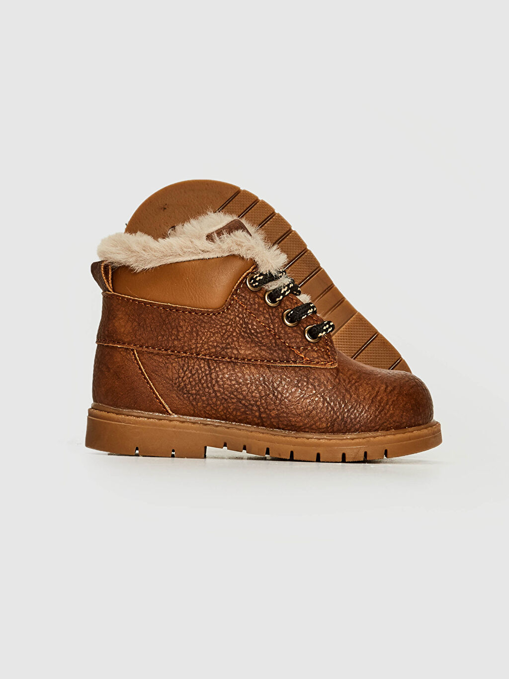 Kahverengi Erkek Bebek Bağcıklı Kürk Astarlı Bot LC Waikiki