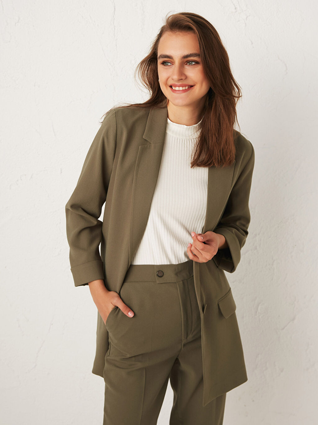 Haki Dokulu Kumastan Blazer Ceket Lc Waikiki