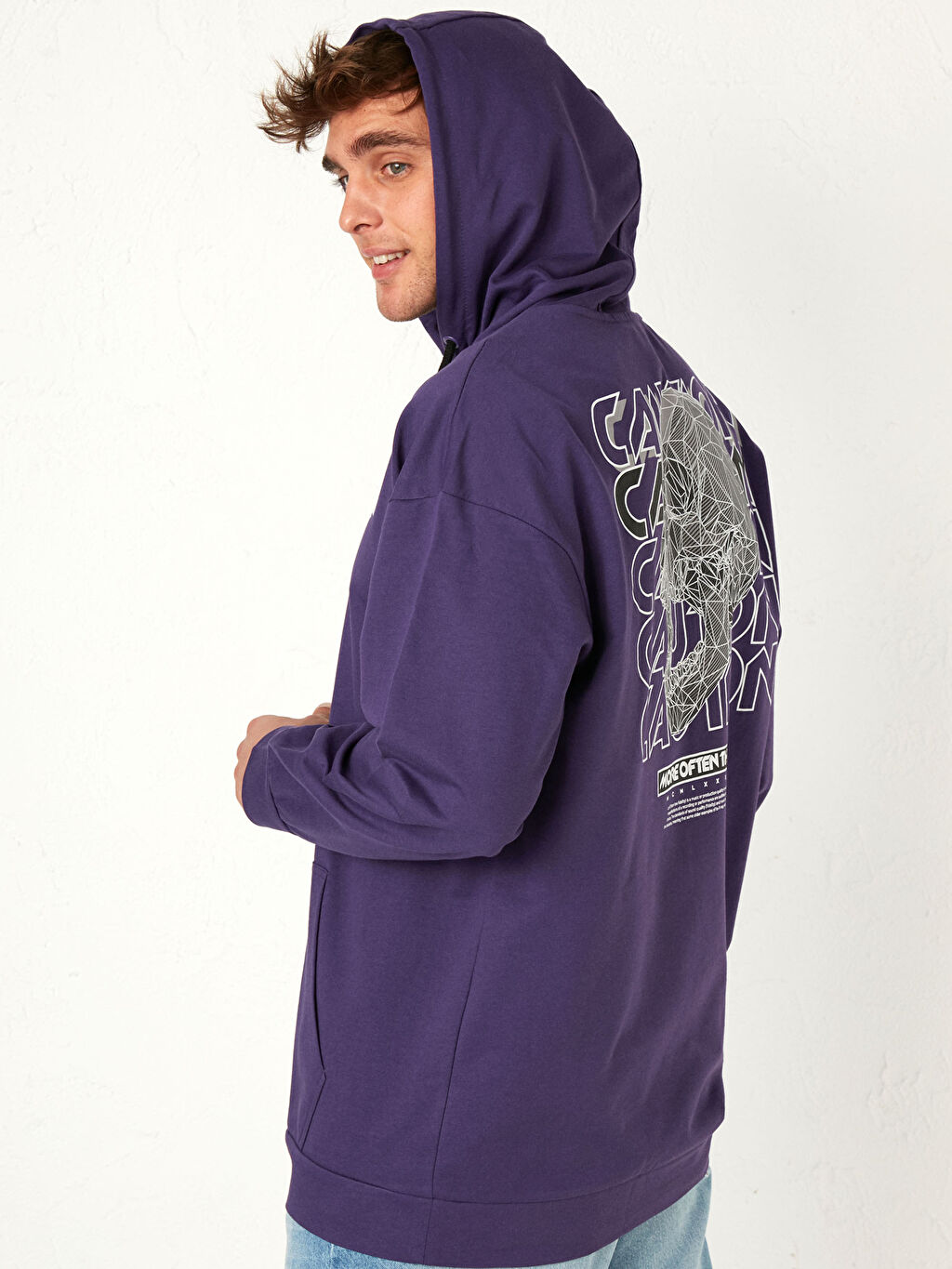Mor Kapusonlu Baskili Kalin Sweatshirt Lc Waikiki