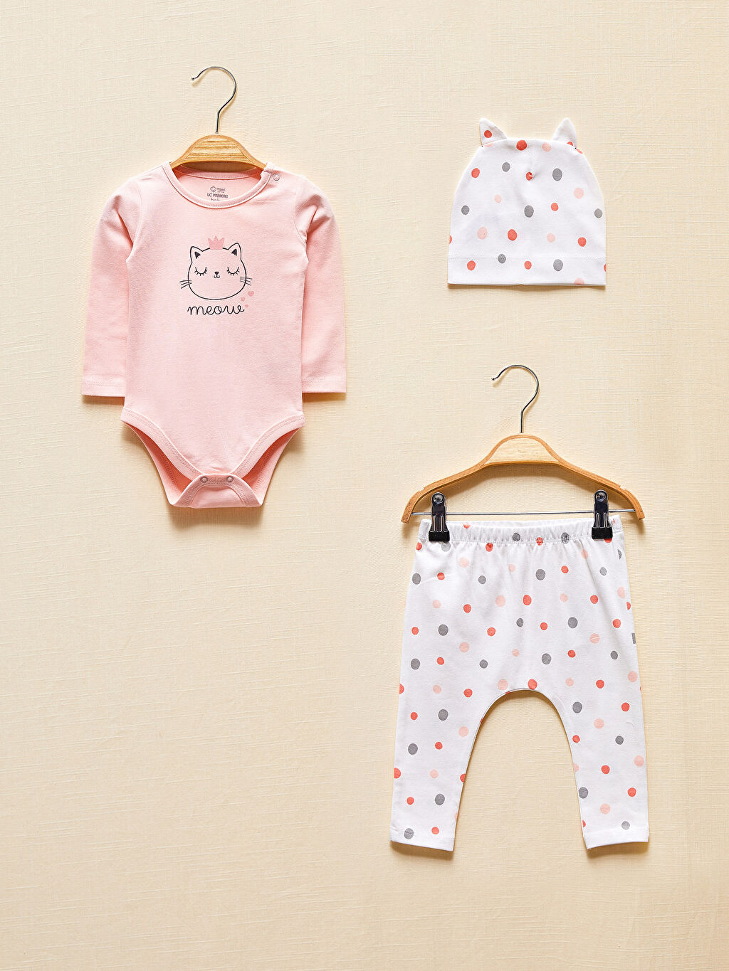 Pembe LCW GREEN Kız Bebek Organik Pamuklu Takım 3�lü LC