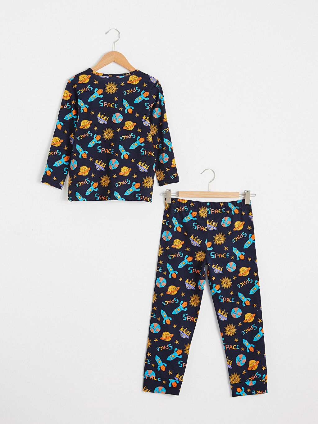 Lacivert Erkek Çocuk Baskılı Pamuklu Pijama Takımı LC