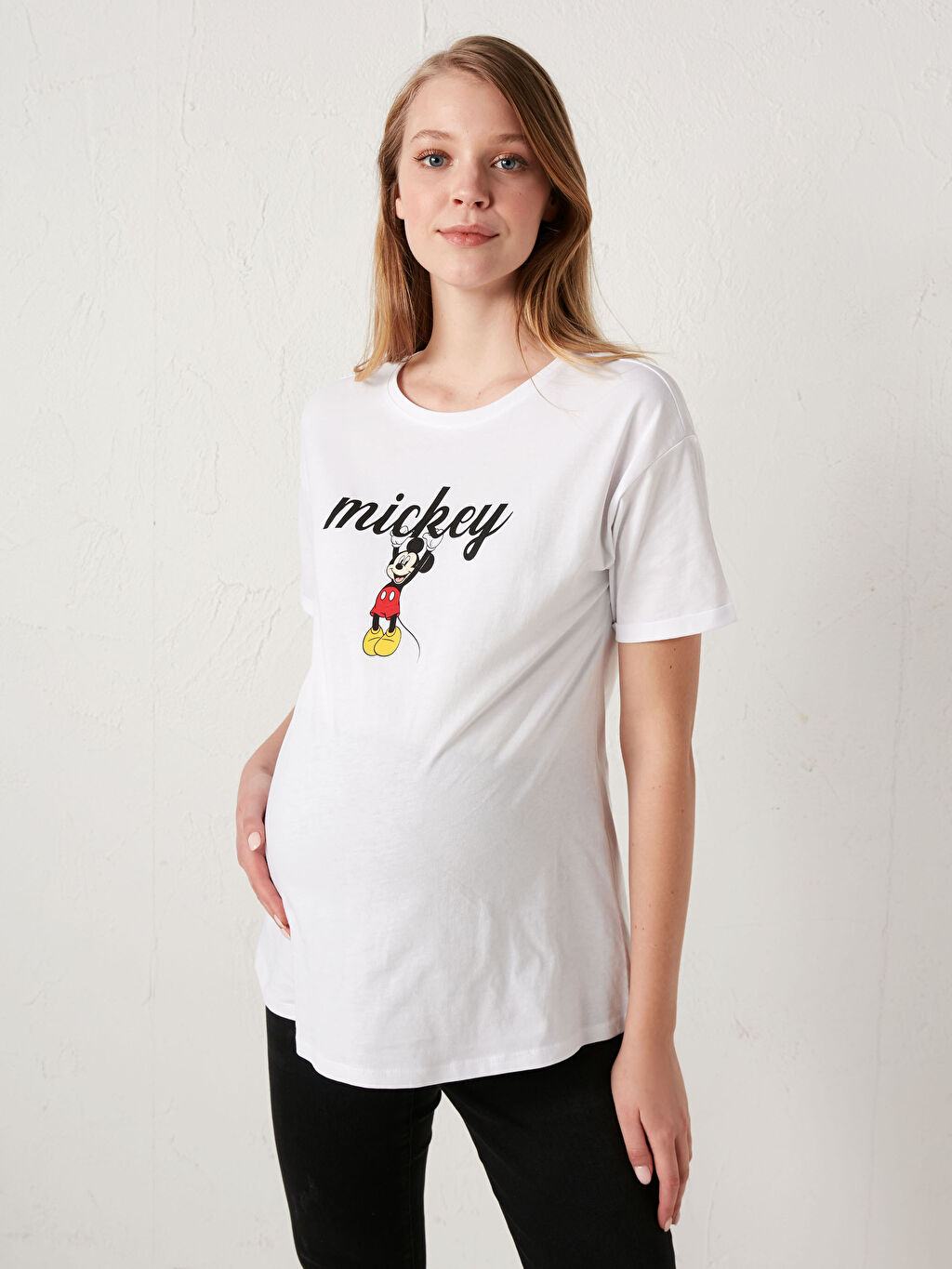 Beyaz Mickey Mouse Baskili Hamile Tisort Lc Waikiki