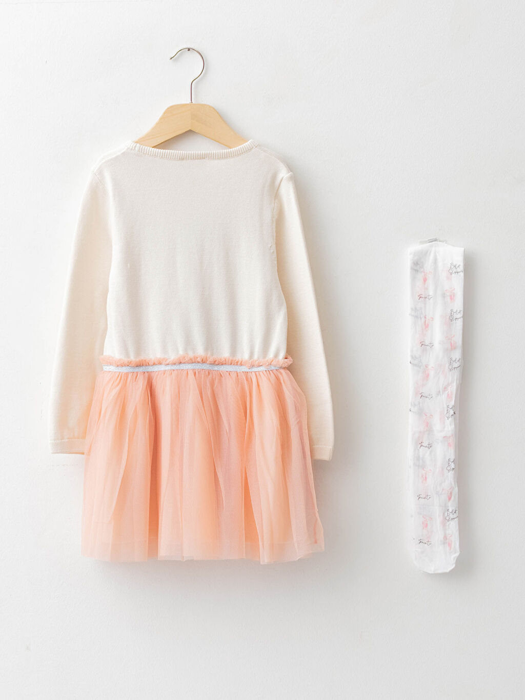 Crew Neck Printed Long Sleeve Girl Knitwear Dress and Tights W14829Z4