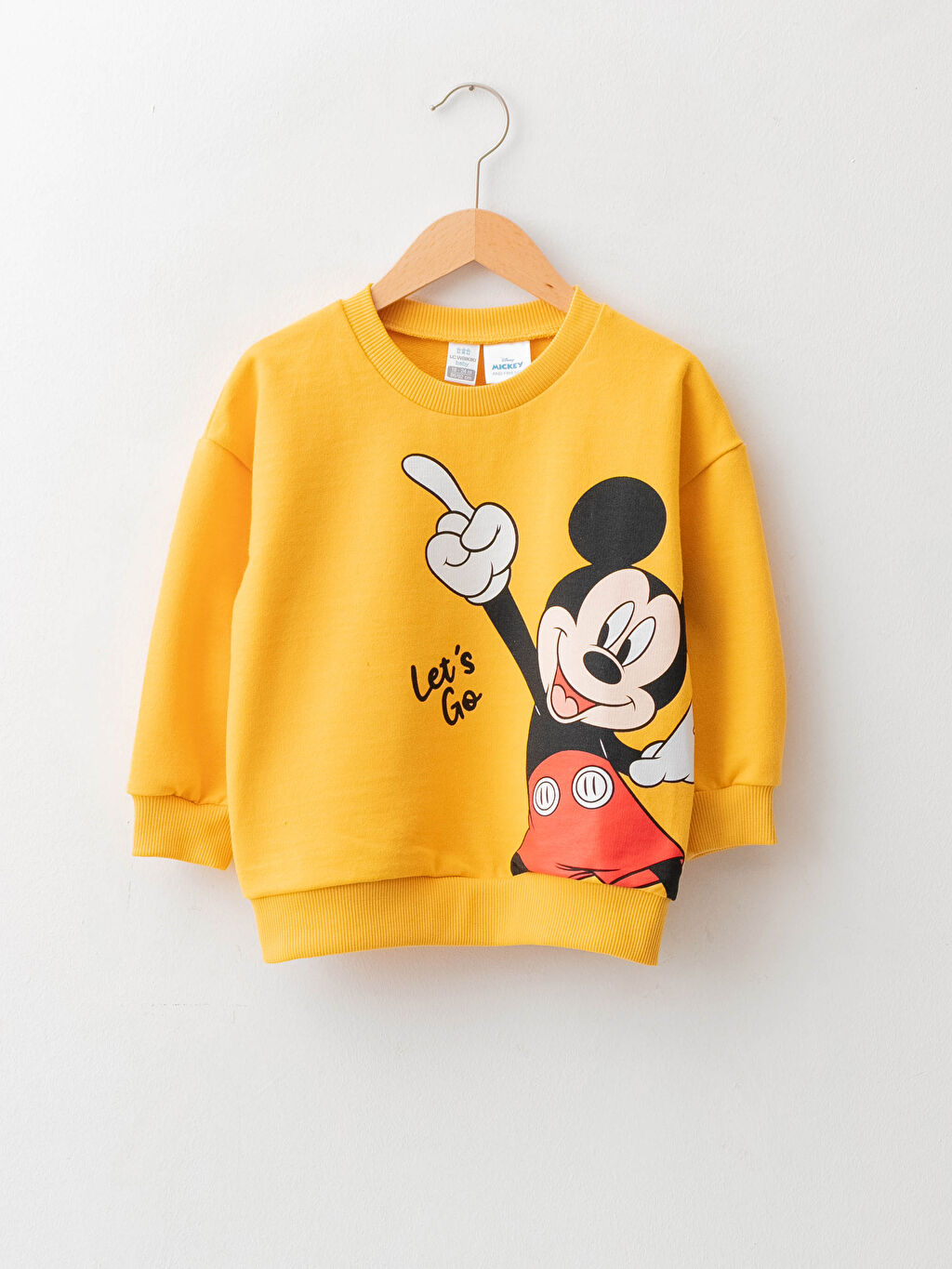 Turuncu Bisiklet Yaka Uzun Kollu Mickey Mouse Baskili Pamuklu Erkek Bebek Sweatshirt Wz1 Fvd Lc Waikiki